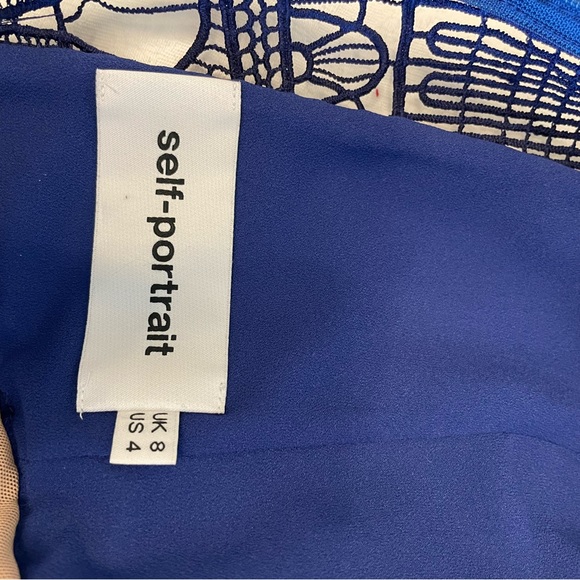 Self Portrait Embellished Lace Blue Mini Dress. Size 4 US - Picture 5 of 5